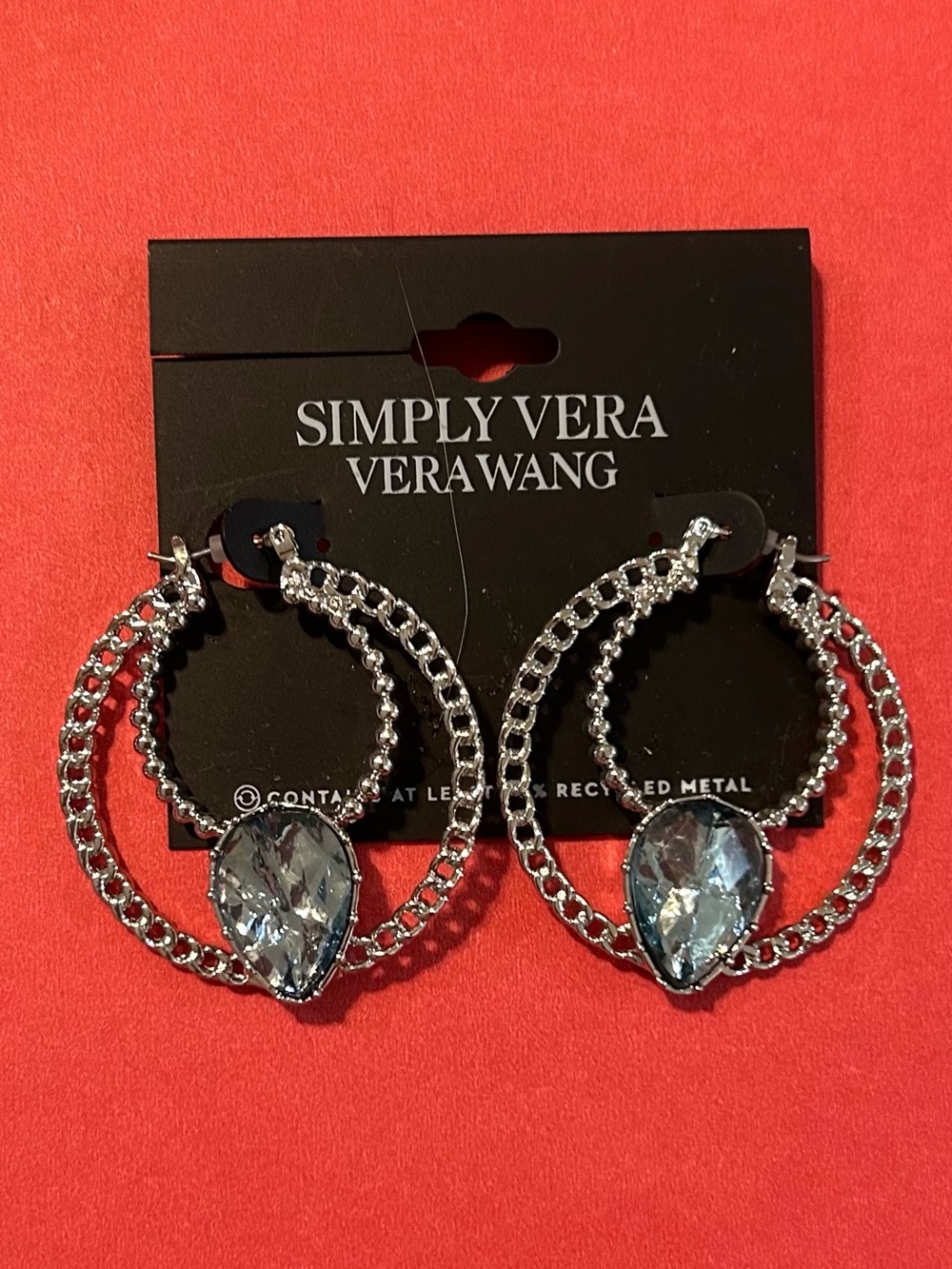 Simply Vera Vera Wang Silver Teardrop Crystal Hoop Earrings